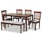 Baxton Studio Dori Grey Upholstered and Walnut Wood 6-Piece Dining Set 169-9875-10920-10520 - alternate 1